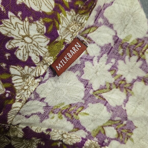 Milkbarn Floral Print Organic Bamboo Muslin Burp Cloth Purple & Cream - Picture 5 of 5